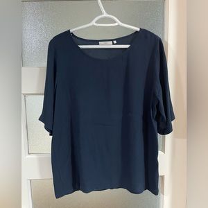 Sheer navy shortsleeved blouse by Minimum